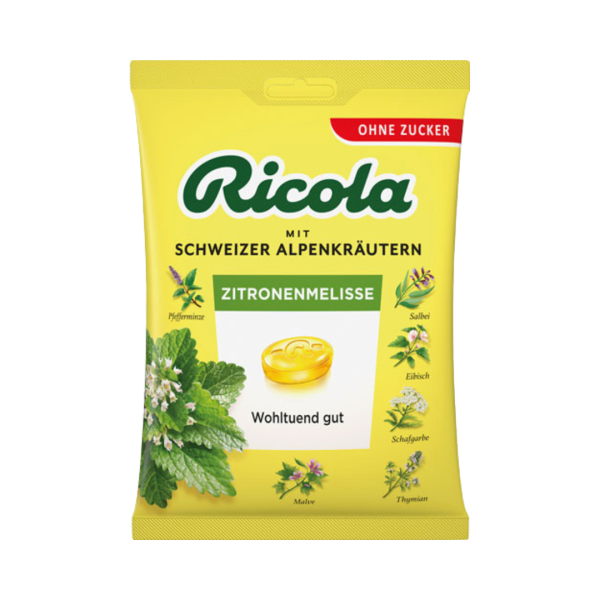 Ricola Zitronenmelisse ohne Zucker, Hustenbonbons mit Schweizer Alpenkräutern
